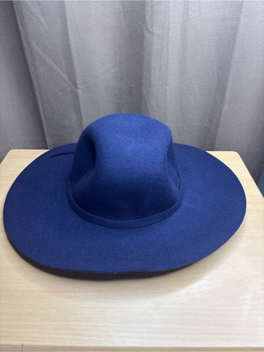 Wide Brim Felt Fedora Hat in Navy Blue